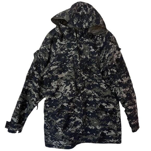 USN Working Parka Goretex Jacket Size Small Short USGI Blueberry Digital Camo